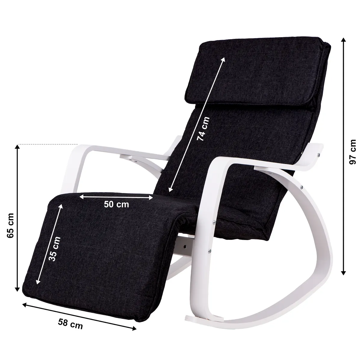 Hintaszék, ModernHome TXRC-03, fekete – 5. kép