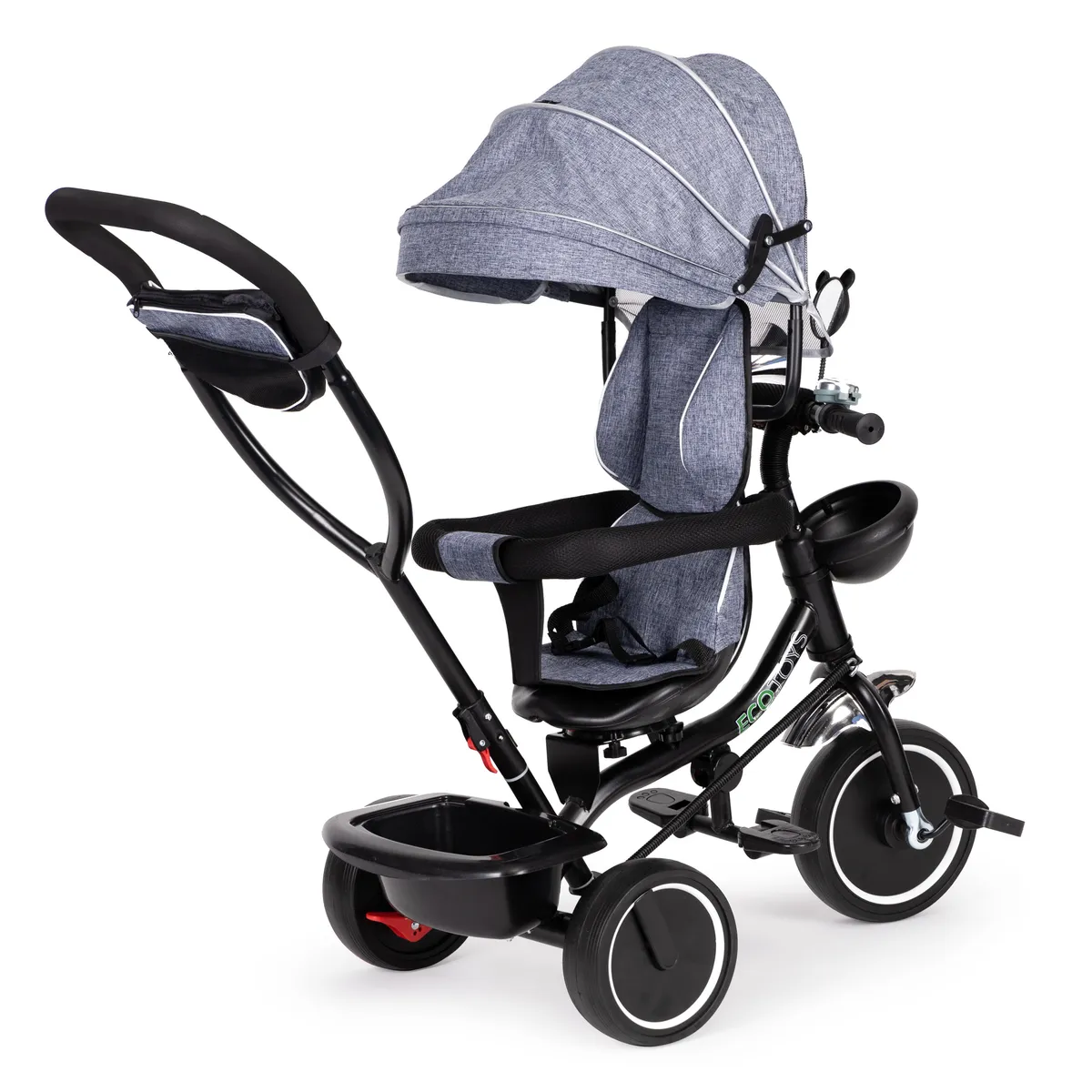 Háromkerekű tricikli, ECOTOYS JM-066-9, szürke – 6. kép