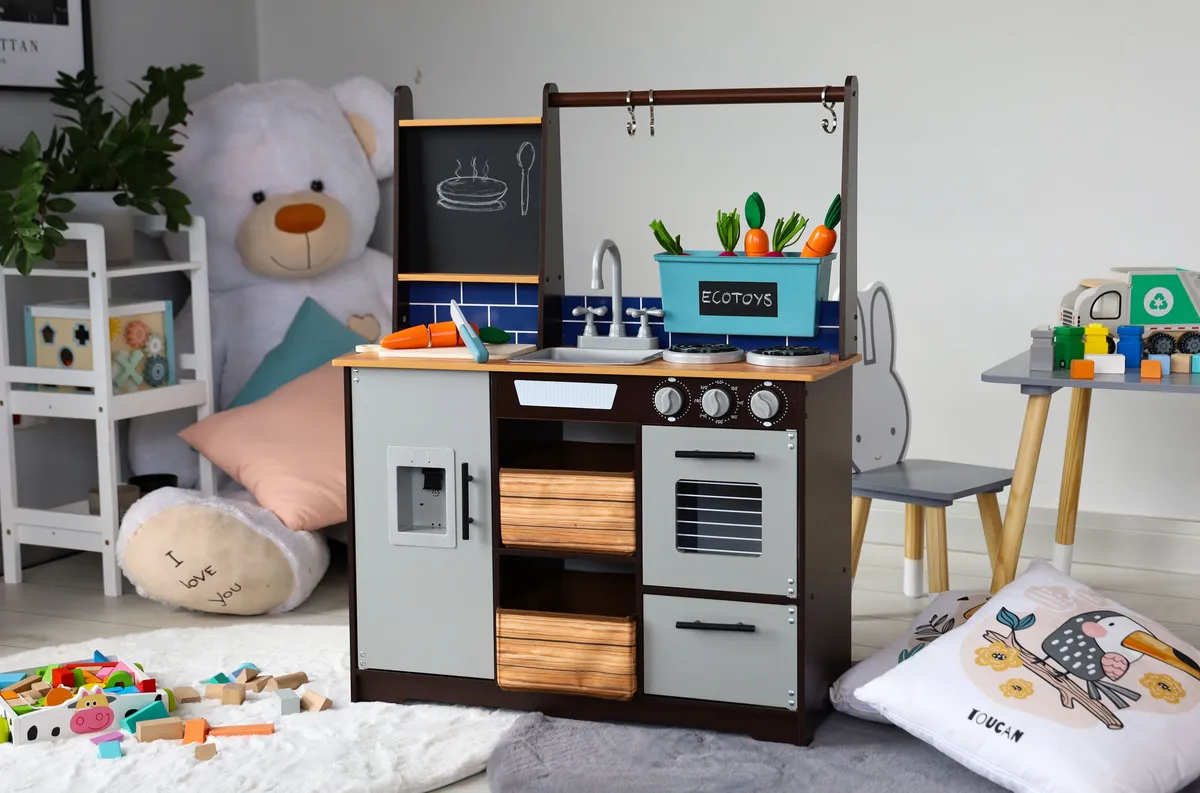 Játékkonyha, ECOTOYS, fa és műanyag – 2. kép Játékkonyha, ECOTOYS, fa és műanyag – 2. kép
