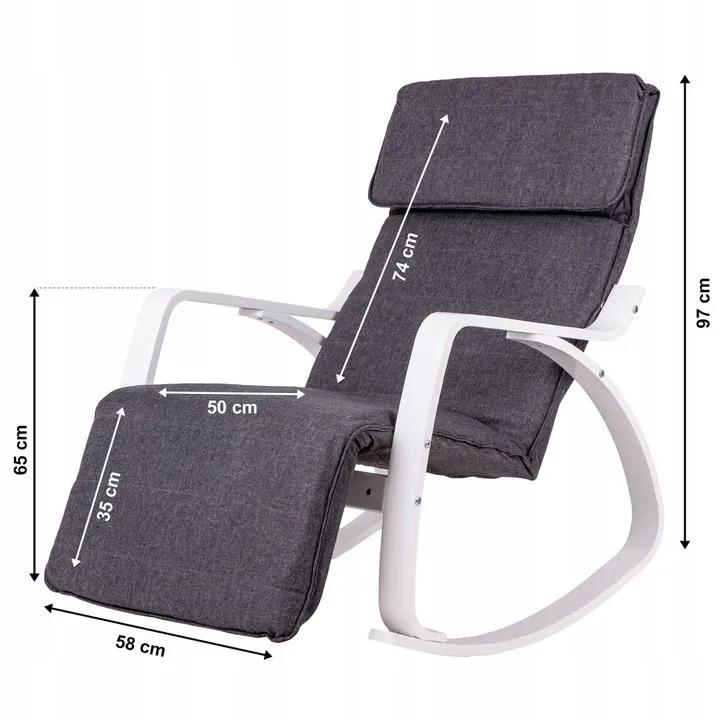 Hintaszék, ModernHome TXRC-02, szürke/fehér – 5. kép