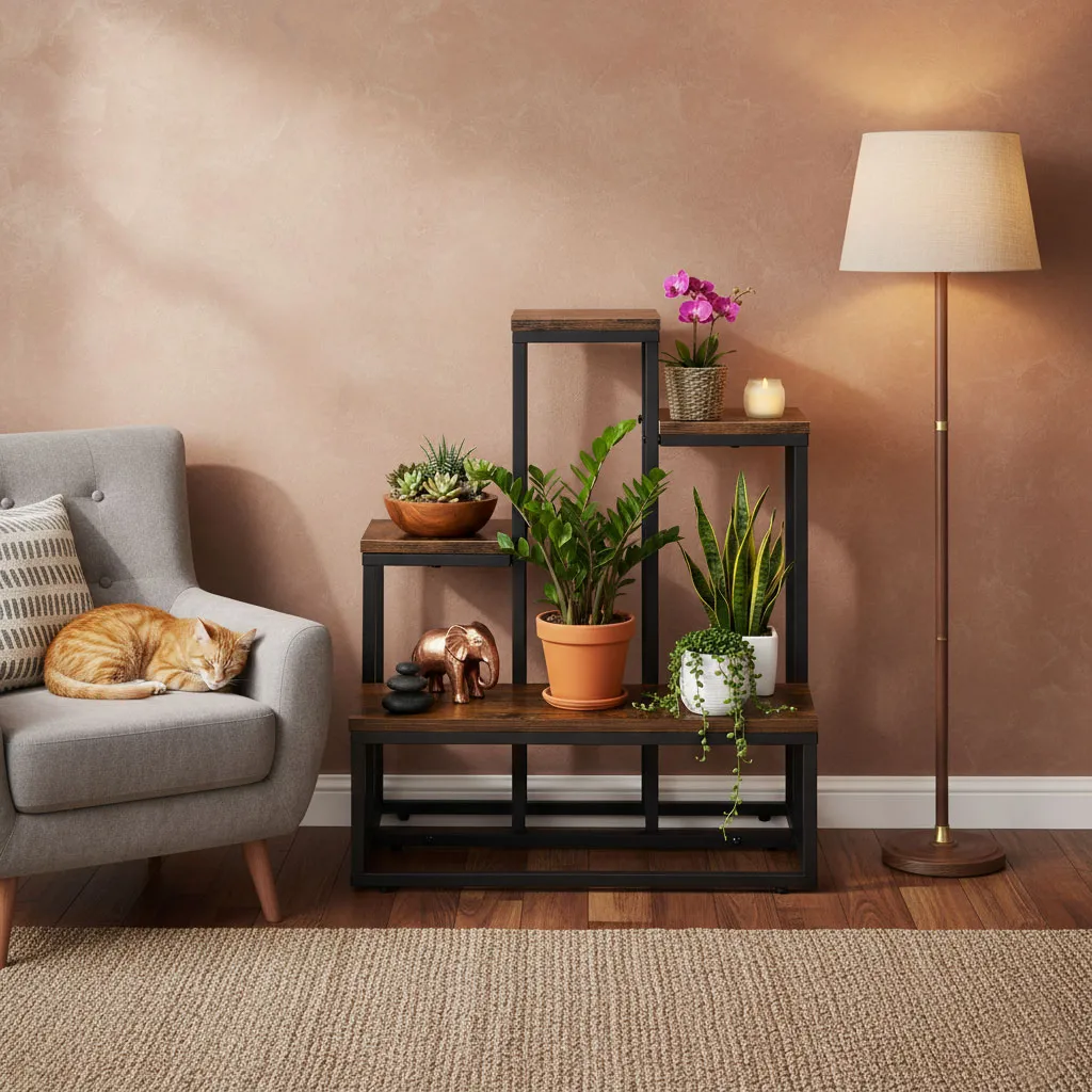 Virágtartó állvány, ModernHome ME-ATS19, fekete – 4. kép Virágtartó állvány, ModernHome ME-ATS19, fekete – 4. kép