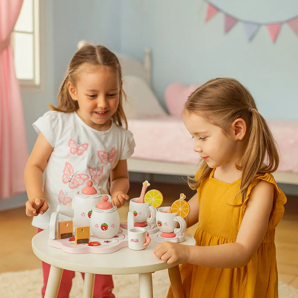 Játék teáskészlet, ECOTOYS HM260872, fa – 2. kép
