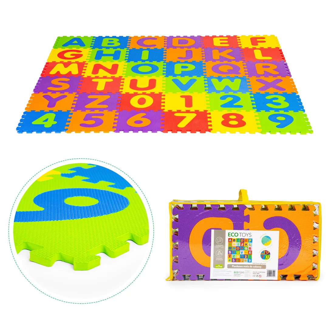 Játszószőnyeg, ECOTOYS ECOEVA002, betűk és számok – 1. kép