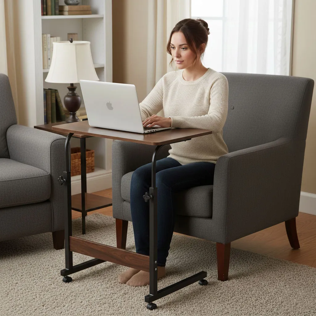Laptopasztal, ModernHome TH-LD-15, sötét dió – 2. kép Laptopasztal, ModernHome TH-LD-15, sötét dió – 2. kép
