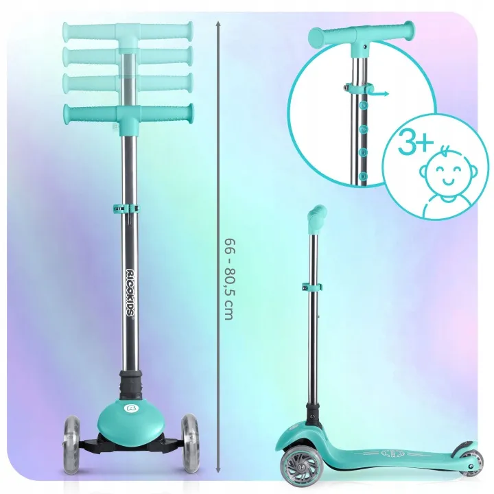 Háromkerekű roller, Ricokids Glow, türkiz – 8. kép