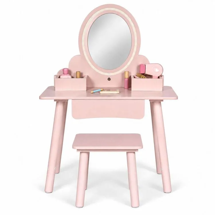 Gyerek fésülködőasztal, ECOTOYS TL106008, rózsaszín – 6. kép