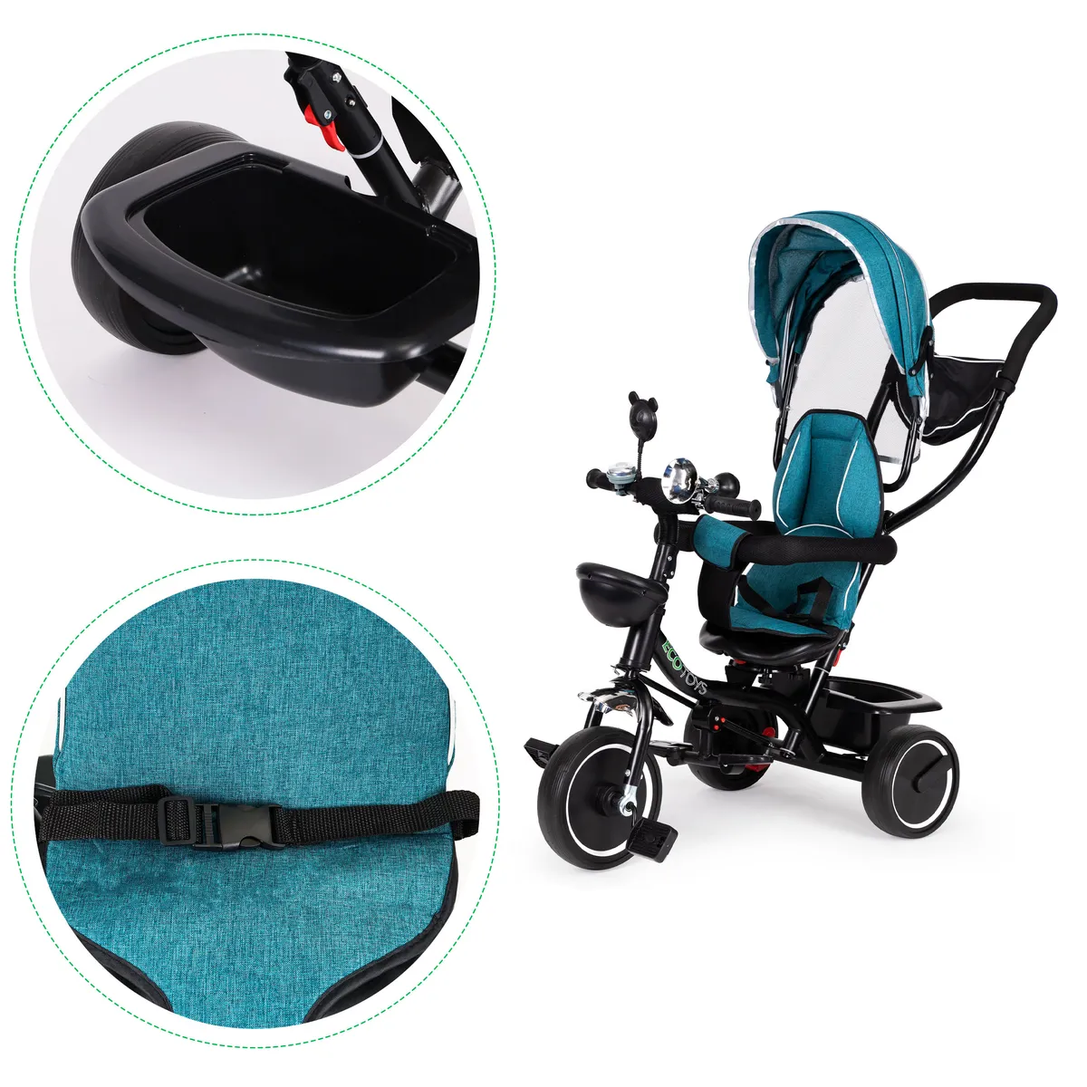 Háromkerekű tricikli, ECOTOYS JM-066-9, kék – 3. kép