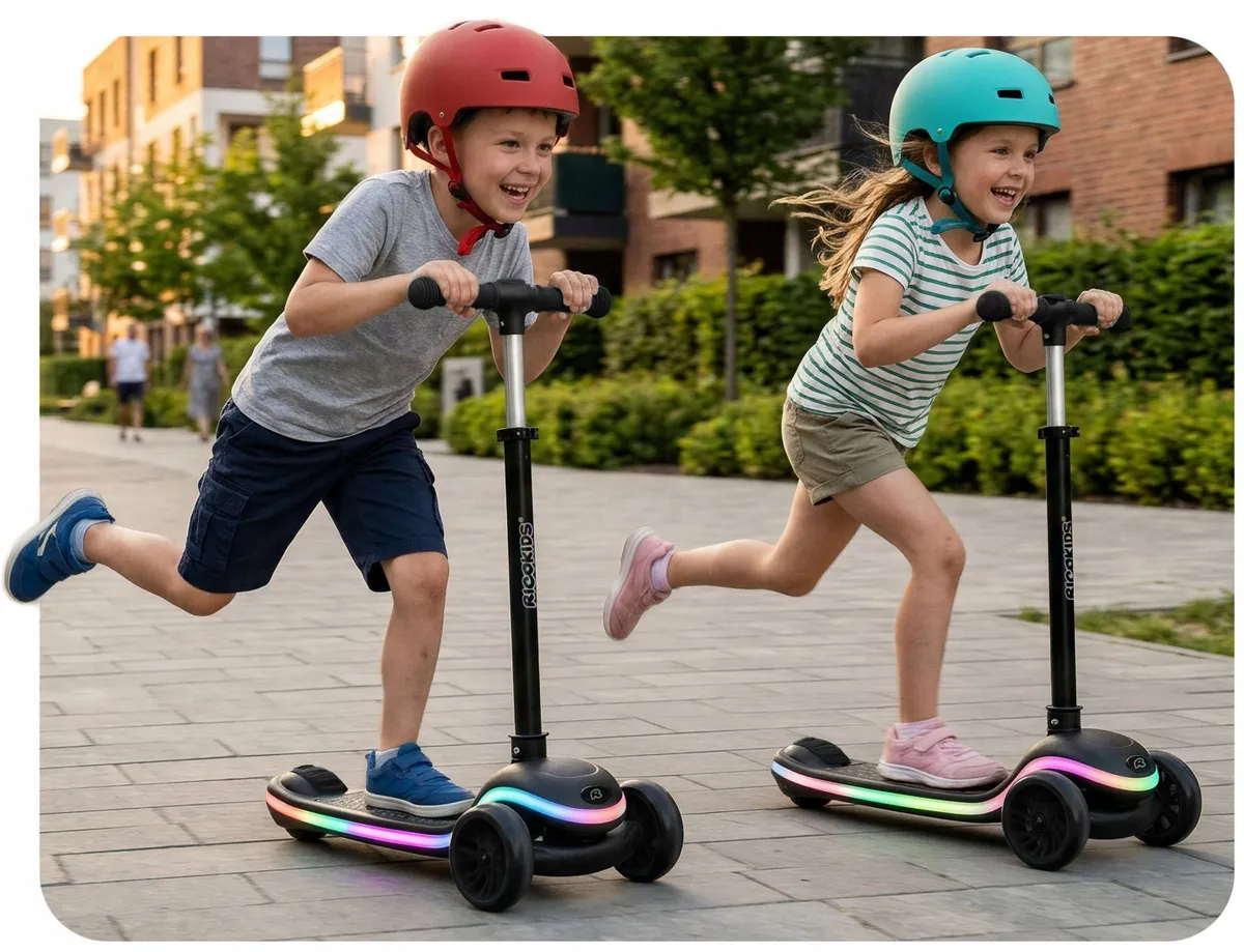 Háromkerekű roller, Ricokids Leddi, fekete – 12. kép