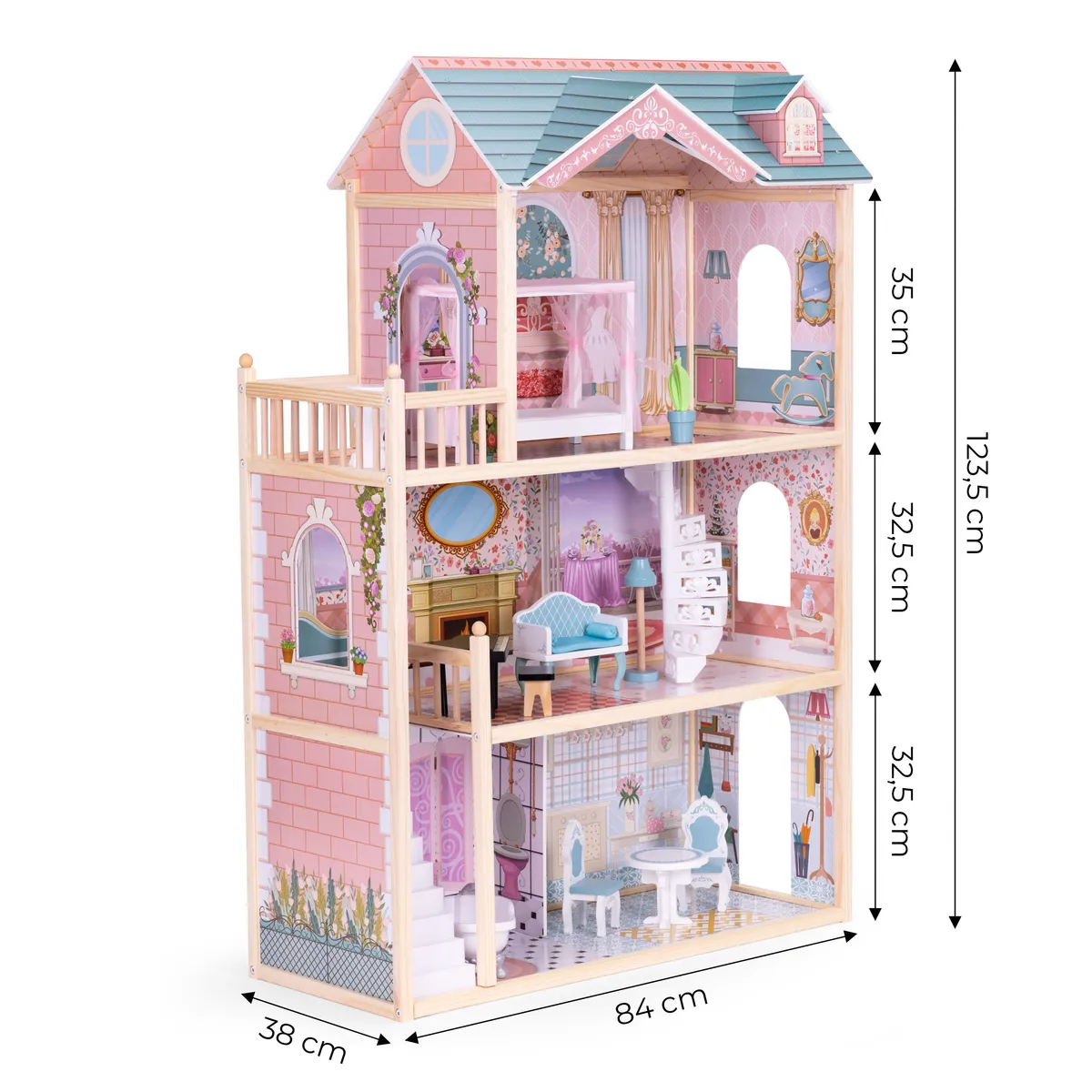 Fa babaház, ECOTOYS 8106, kastély – 6. kép Fa babaház, ECOTOYS 8106, kastély – 6. kép