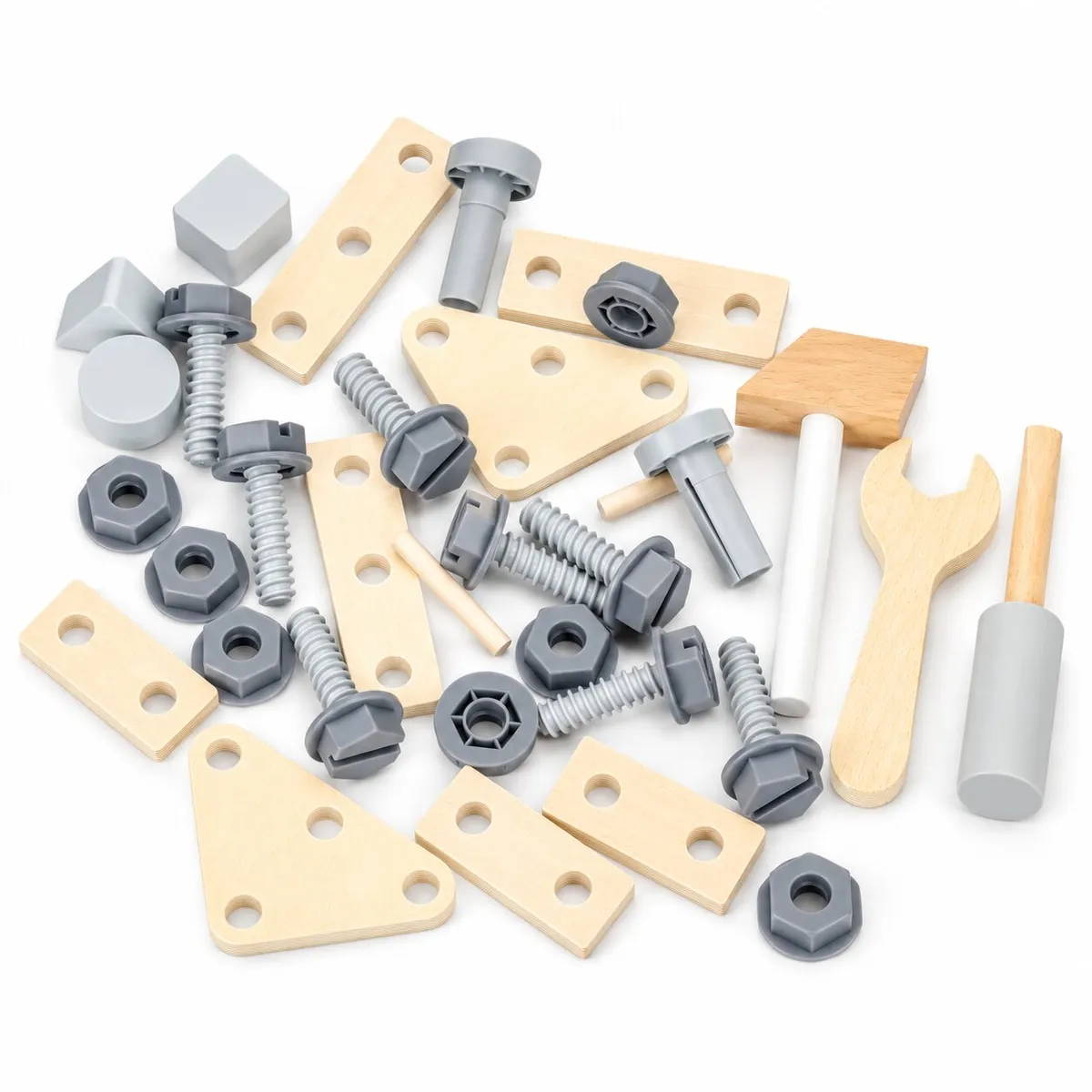 Gyerek munkapad, ECOTOYS HM259825, fa – 5. kép 34 részes szerszámkészlet gyerekeknek