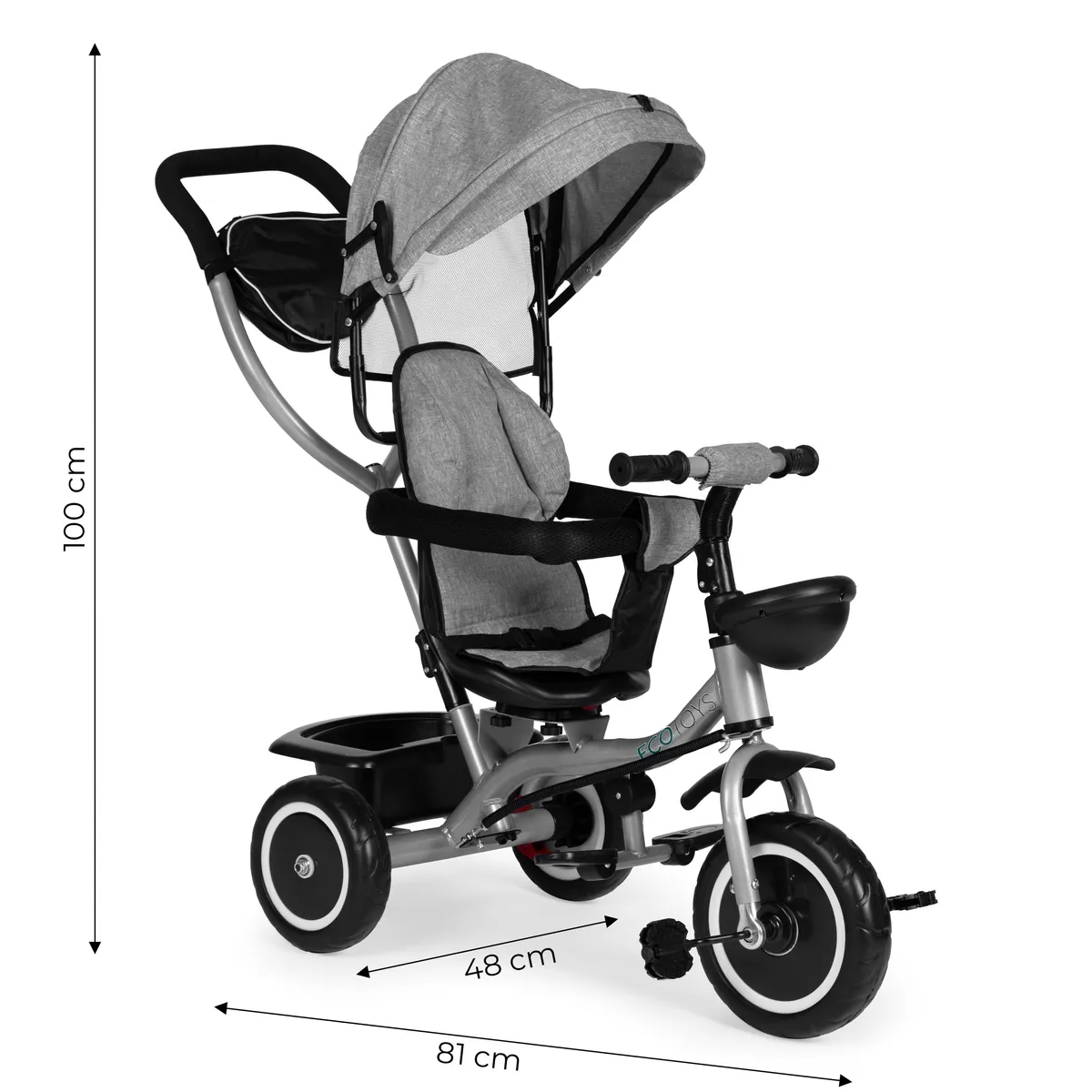 Háromkerekű tricikli, ECOTOYS WQL-066-52, szürke – 6. kép Háromkerekű tricikli, ECOTOYS WQL-066-52, szürke – 6. kép