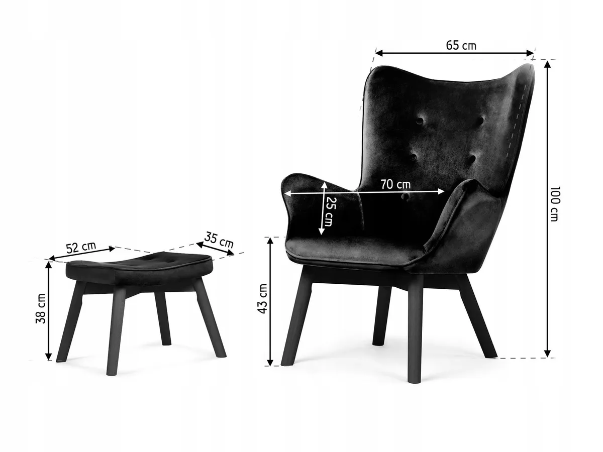 Lábtartós fotel, Sofotel Norse, fekete – 5. kép