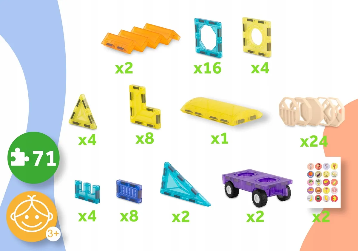 Mágneses játékkészlet, Ricokids RK-782, 71 db – 6. kép