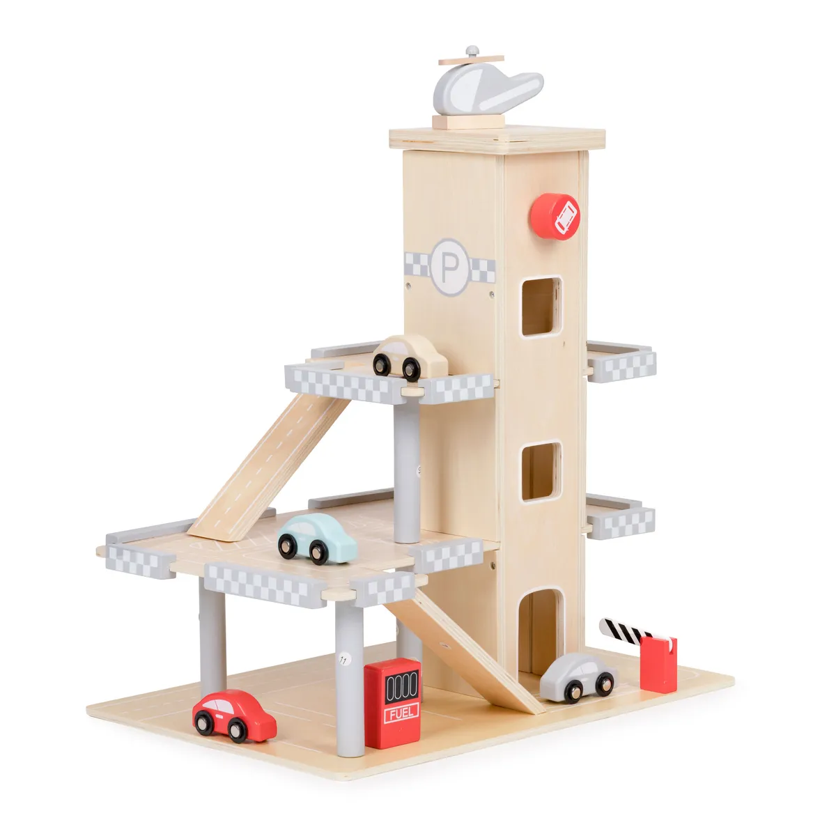 Játék parkolóház, ECOTOYS W04B047B, fa – 1. kép