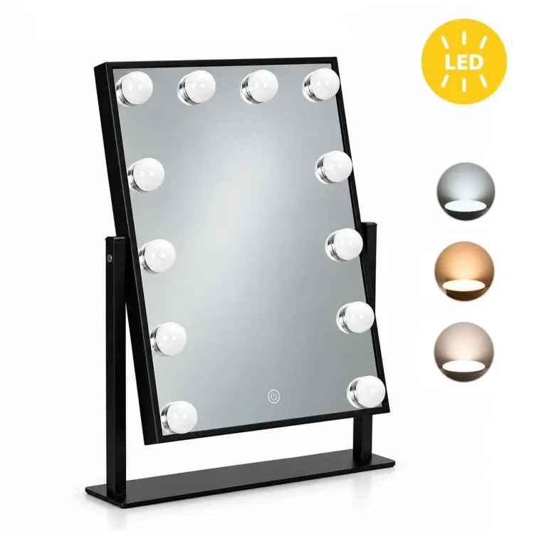 Sminktükör, ModernHome ZMM4-1, fekete – 1. kép ModernHome LED sminktükör