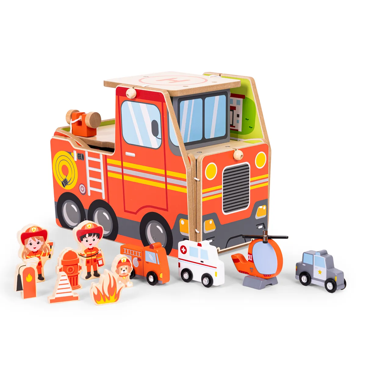 Fa tűzoltóállomás, ECOTOYS 1089, 2 az 1-ben összecsukható tűzoltóautóvá – 4. kép