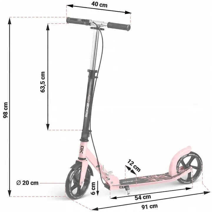 Klasszikus roller, SOKE City, rózsaszín – 13. kép