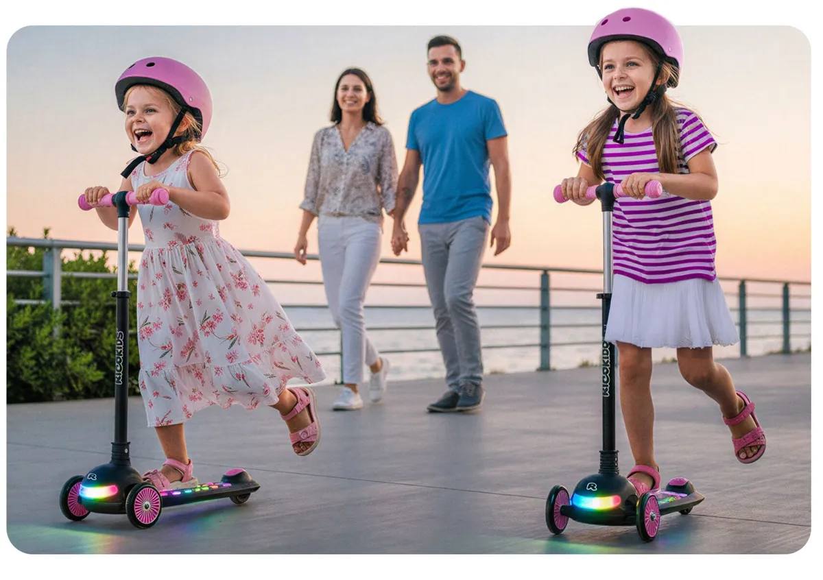 Háromkerekű roller, Ricokids Glowi, fekete/rózsaszín – 14. kép