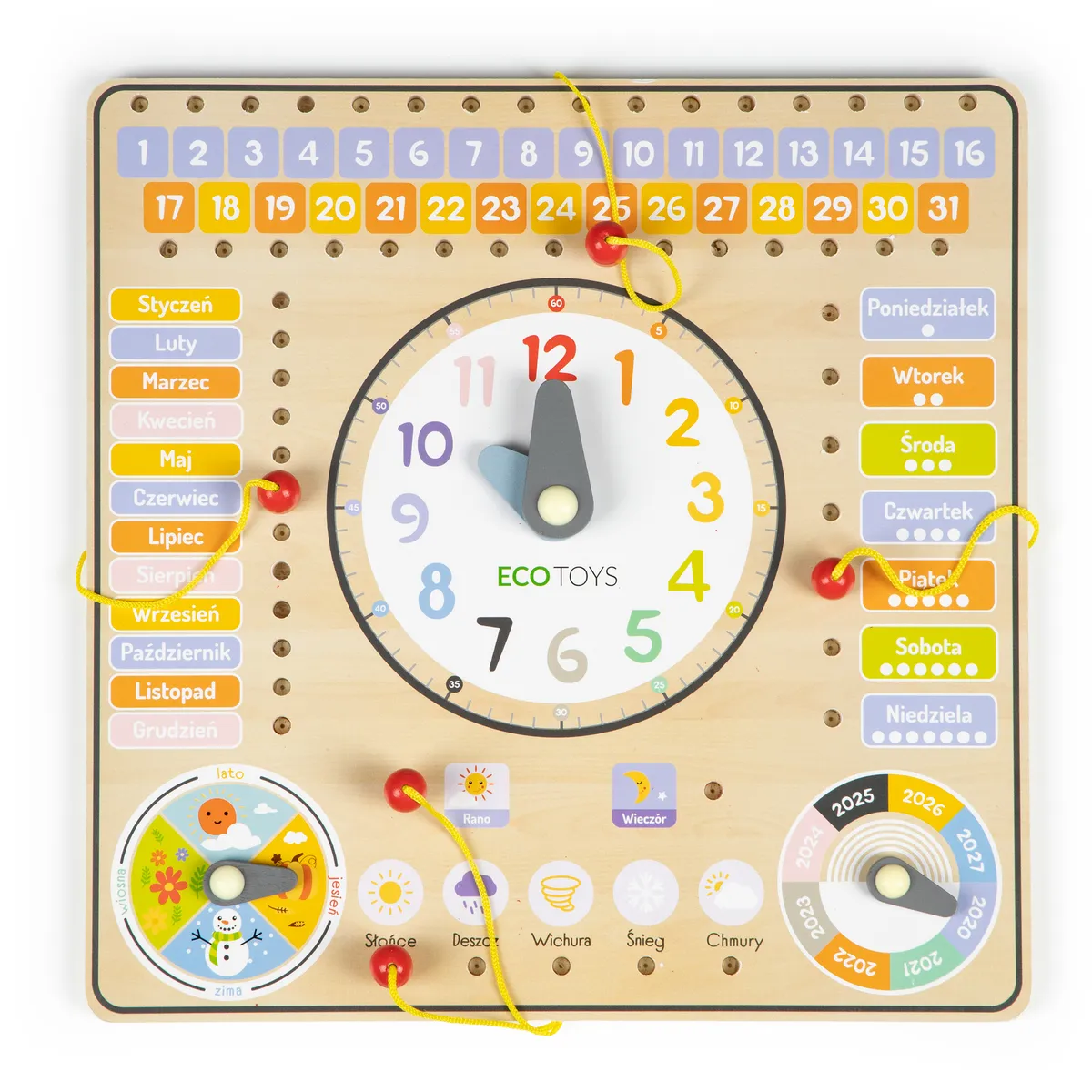 Oktatójáték, ECOTOYS ESC-W-036, Naptár és óra – 4. kép