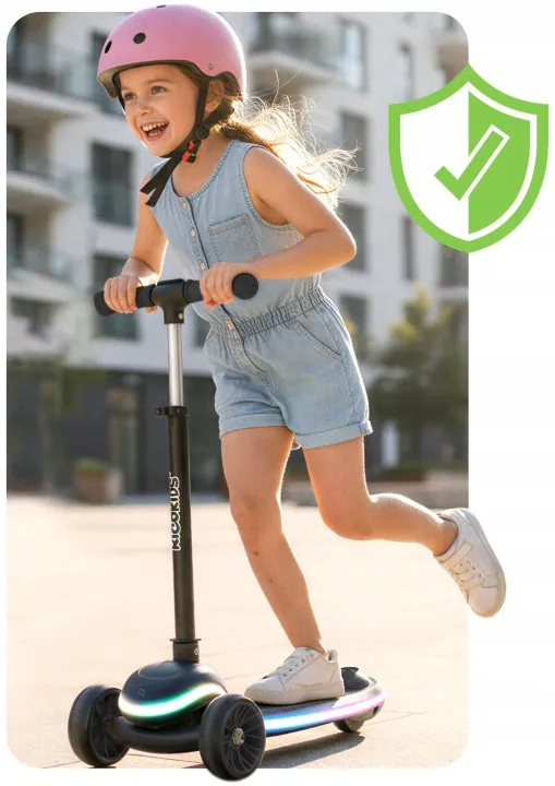 Háromkerekű roller, Ricokids Leddi, fekete – 5. kép
