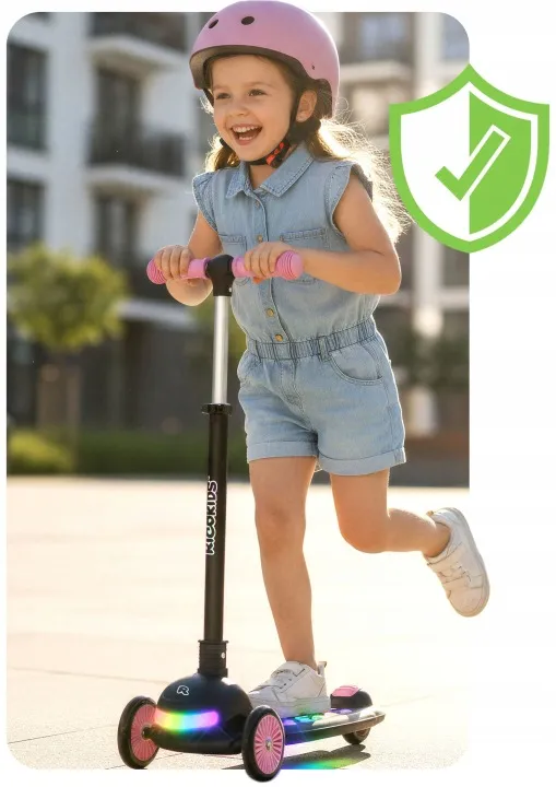 Háromkerekű roller, Ricokids Glowi, fekete/rózsaszín – 5. kép
