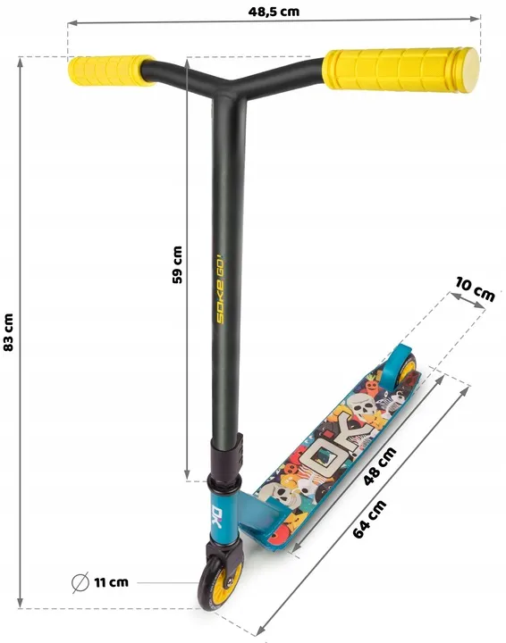 Kaszkadőr roller, SOKE GO!, sárga – 8. kép