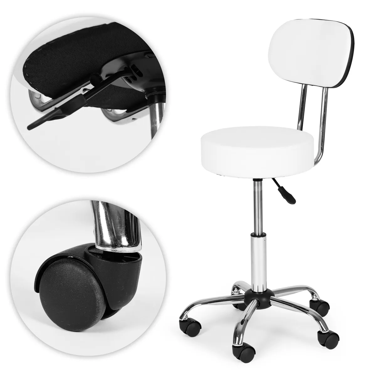 Kozmetikai szék, ModernHome BC009-W, fehér – 3. kép Kozmetikai szék, ModernHome BC009-W, fehér – 3. kép