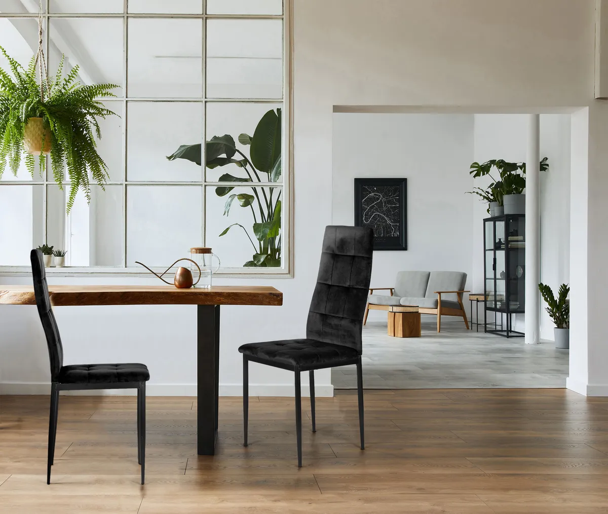 Étkezőszék szett, ModernHome F261-3KD BLACK, fekete – 2. kép Étkezőszék szett, ModernHome F261-3KD BLACK, fekete – 2. kép