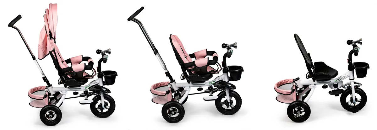 Háromkerekű tricikli, ECOTOYS JM-068-17, rózsaszín – 4. kép