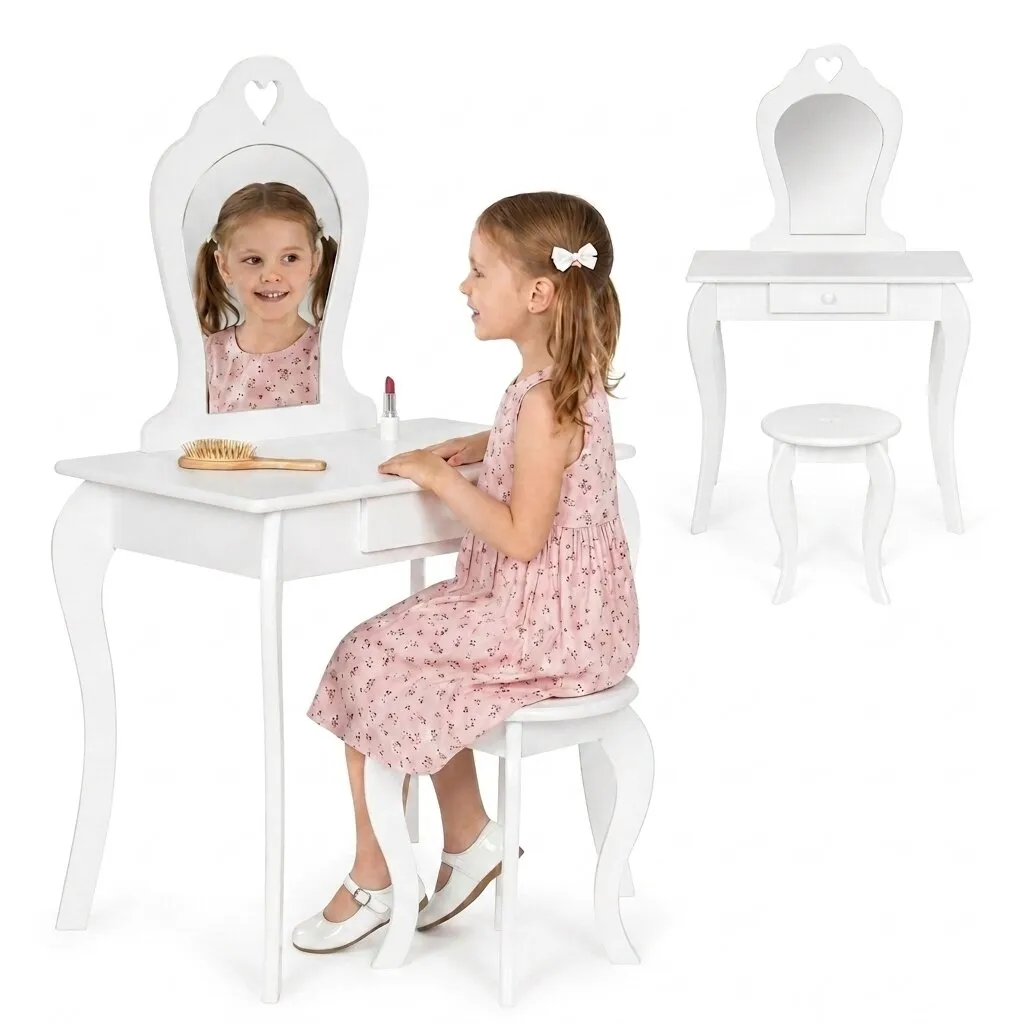 Gyermek fésülködőasztal, ECOTOYS FH-KF200011-W, 65 x 110 x 43 cm – 1. kép Fésülködőasztal lányoknak