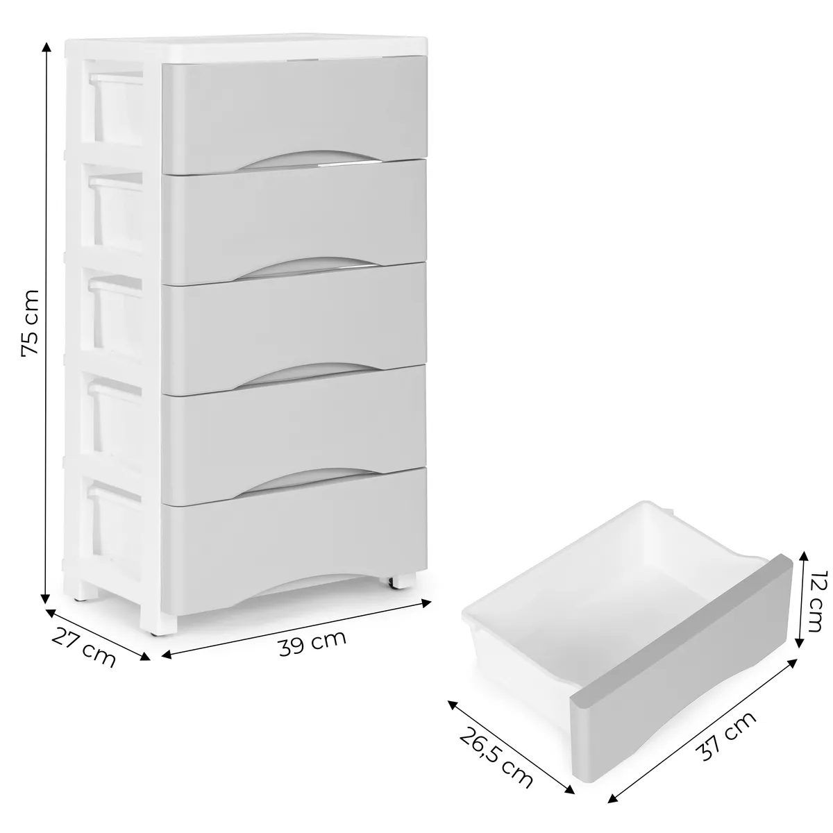 Gurulós tároló, ModernHome PJJCBS0024-05A, fehér/szürke – 5. kép Gurulós tároló, ModernHome PJJCBS0024-05A, fehér/szürke – 5. kép