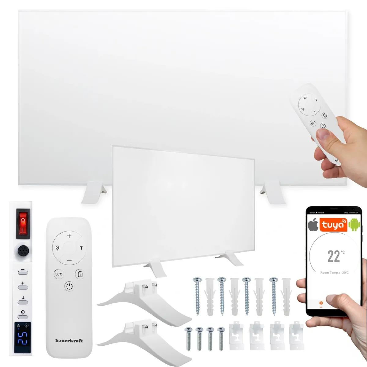 Elektromos fűtőpanel, Bauerkraft H-099, fehér – 1. kép Elektromos fűtőpanel, Bauerkraft H-099, fehér – 1. kép