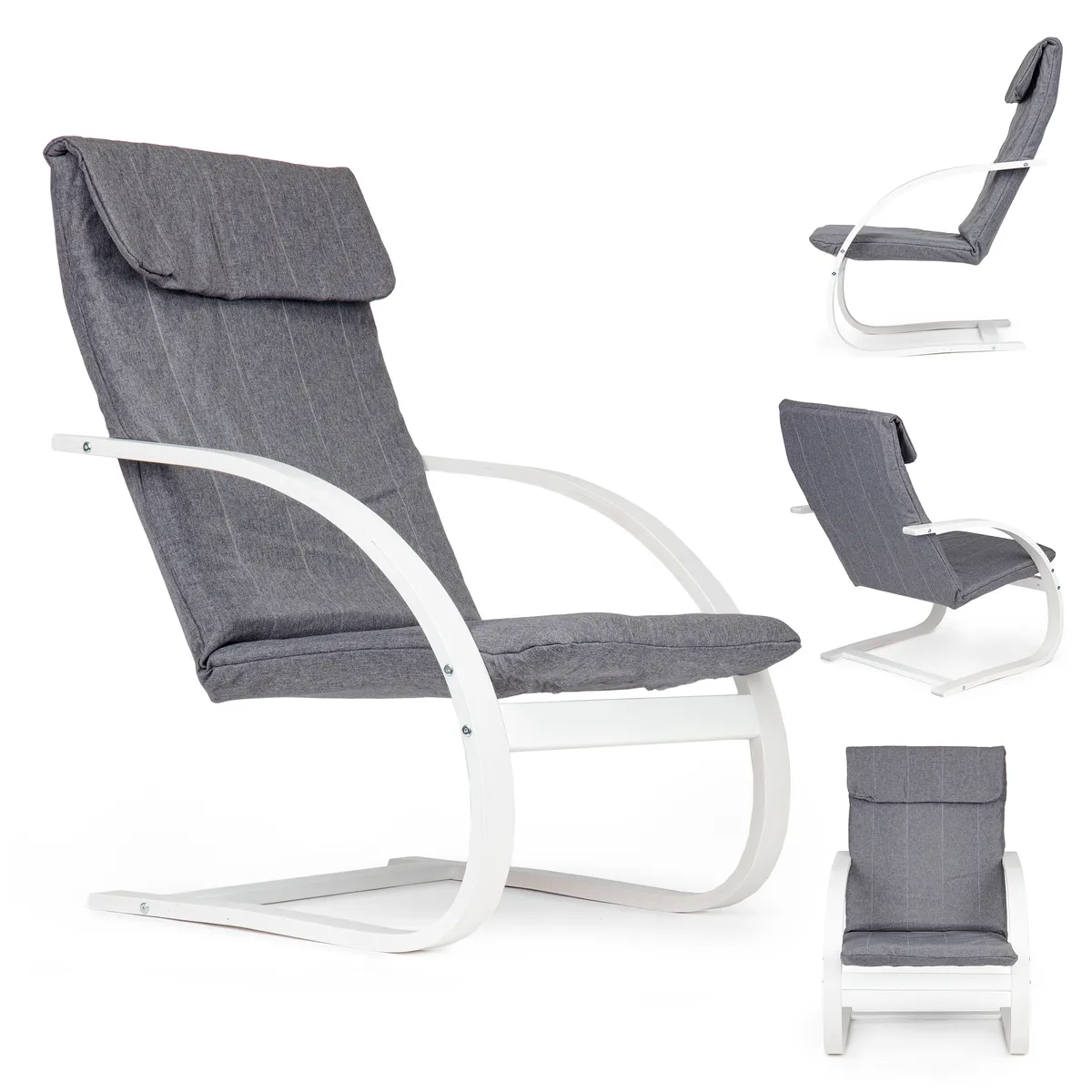 Hintaszék, ModernHome TXWQM-31, szürke/fehér – 1. kép