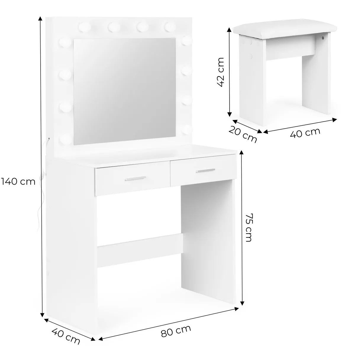 Sminkasztal, ModernHome CHDT03, 80 x 40 x 140 cm – 7. kép Sminkasztal, ModernHome CHDT03, 80 x 40 x 140 cm – 7. kép