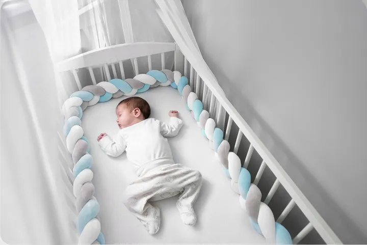 Rácsvédő kiságyba, Ricokids, kék/szürke – 8. kép