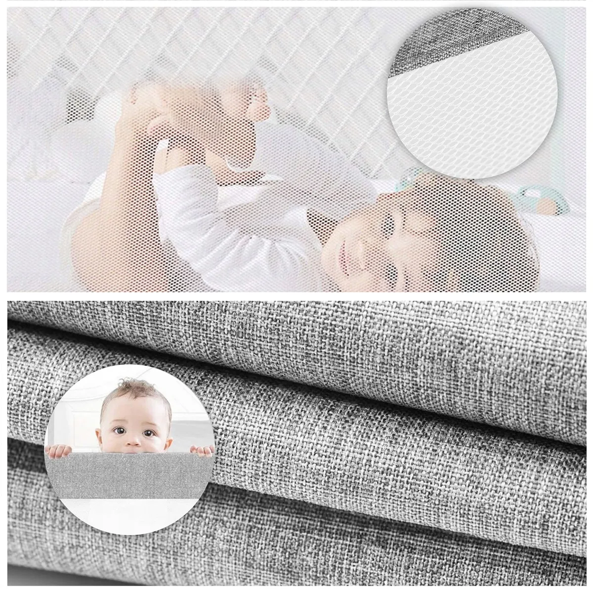 Leesésgátló ágykorlát, ECOTOYS SG-030C-GY, szürke/fehér – 3. kép Leesésgátló ágykorlát, ECOTOYS SG-030C-GY, szürke/fehér – 3. kép