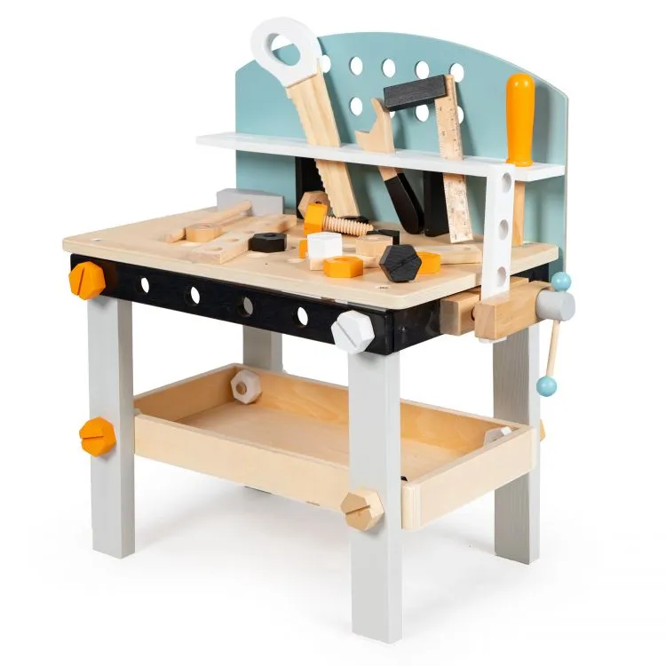 Gyerek munkapad, ECOTOYS 1178, fa – 1. kép Fa barkácsasztal gyerekeknek ECOTOYS