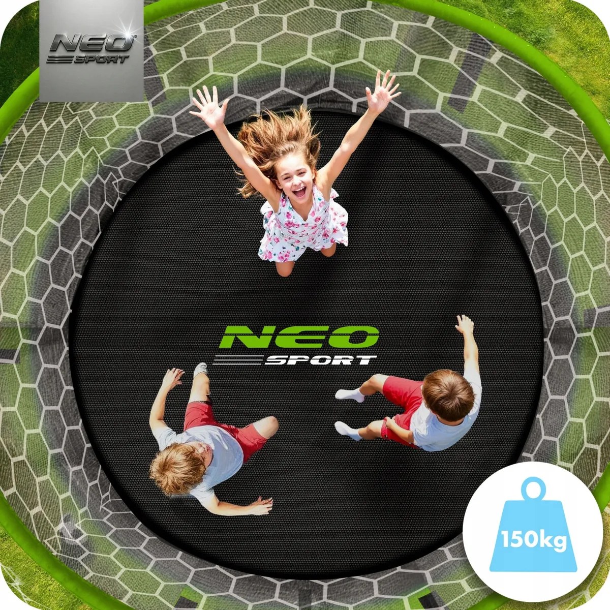 Kerti trambulin, Neo-Sport, fekete/zöld – 16. kép