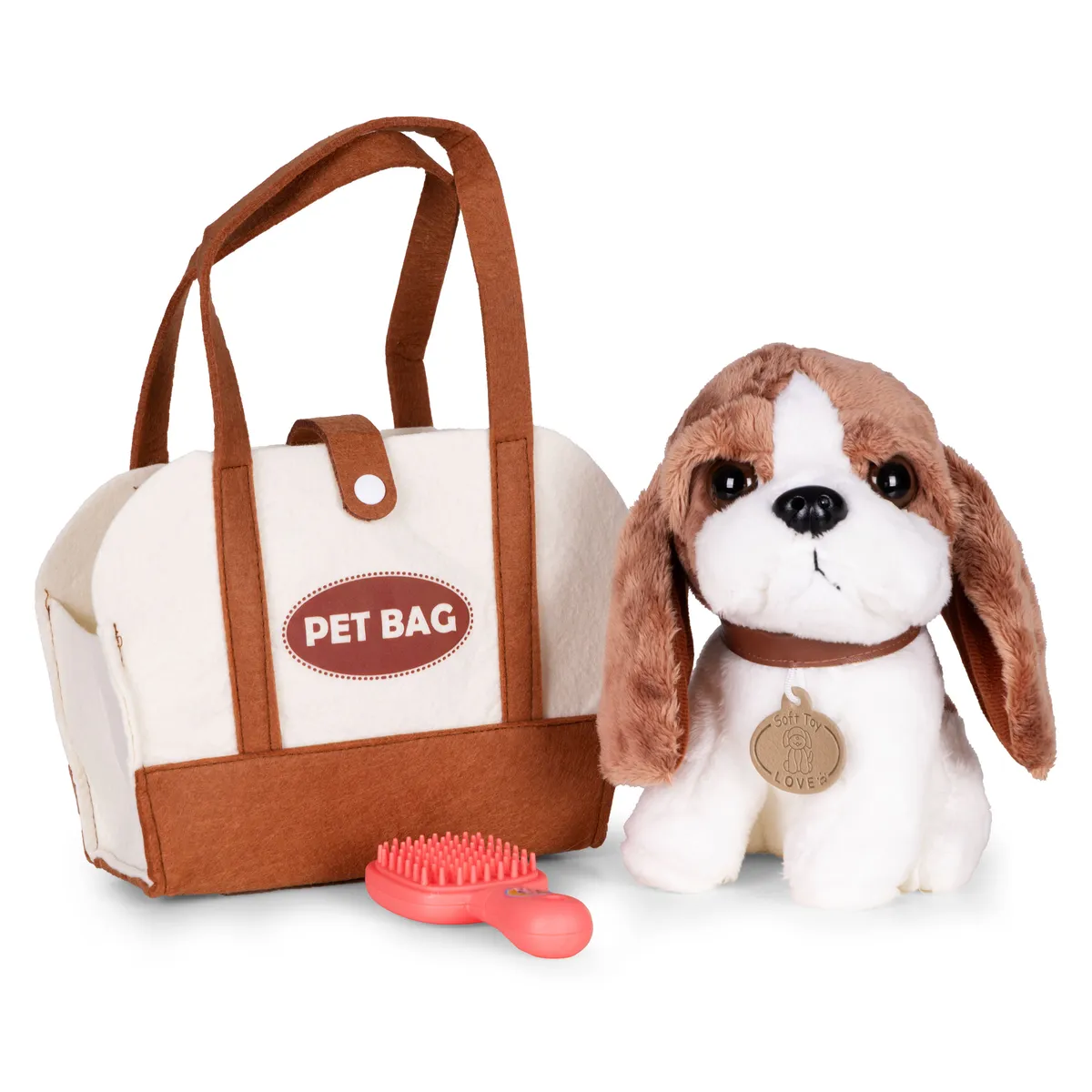 Plüsskutya készlet, Multistore HC750228, Beagle kutya táskával és ápolókefével – 3. kép