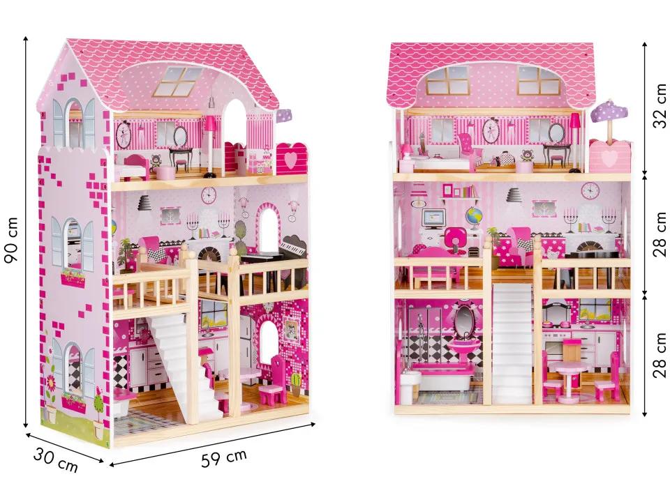 Fa babaház, ECOTOYS ECO06391, 59 x 30 x 90 cm – 5. kép