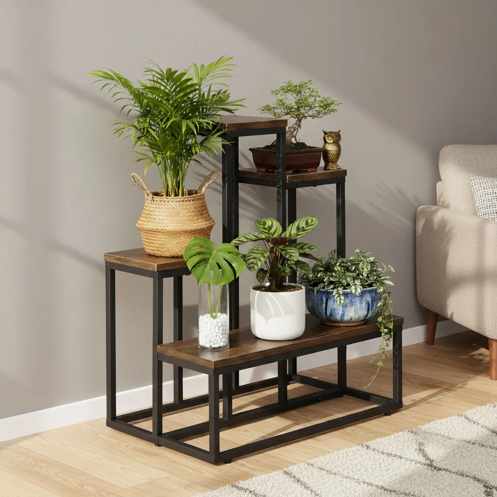 Virágtartó állvány, ModernHome ME-ATS19, fekete – 2. kép Virágtartó állvány, ModernHome ME-ATS19, fekete – 2. kép