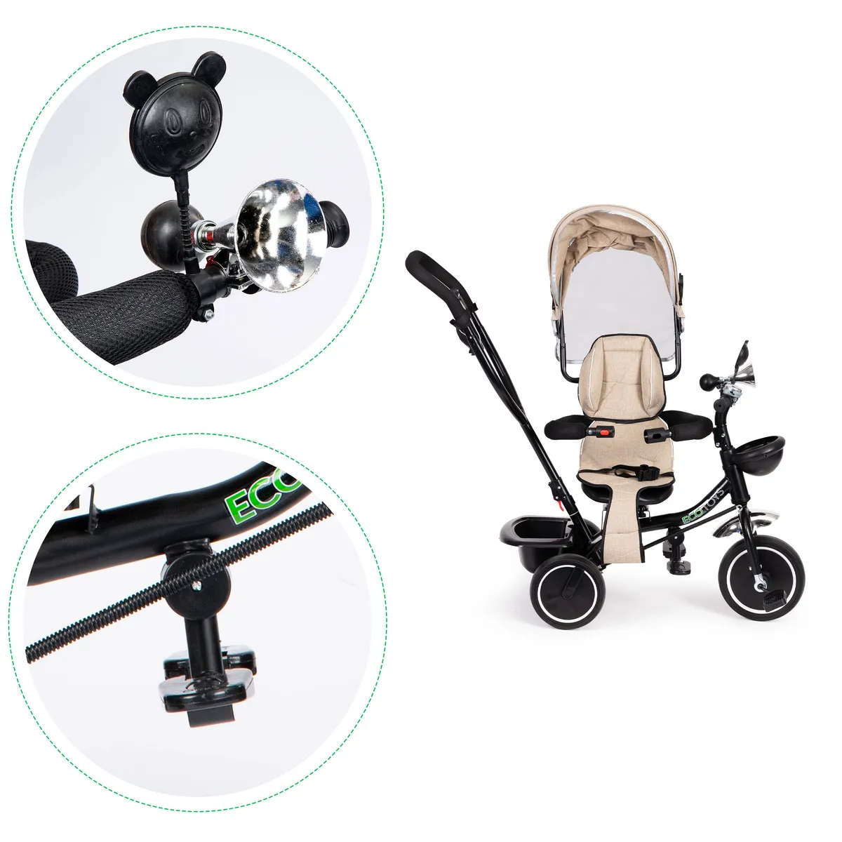 Háromkerekű tricikli, ECOTOYS JM-066-9, bézs – 5. kép