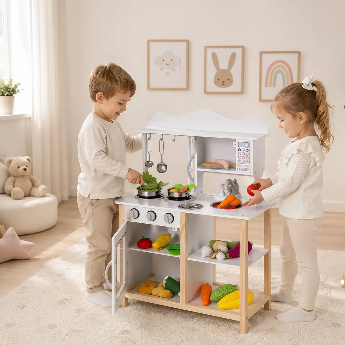 Játékkonyha, ECOTOYS, fa – 2. kép Játékkonyha, ECOTOYS, fa – 2. kép