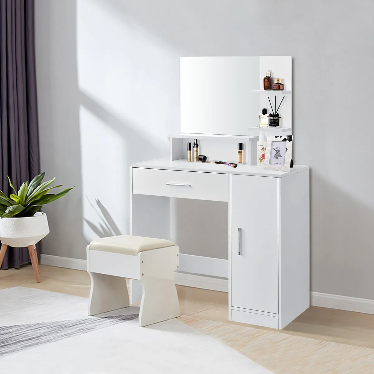 Sminkasztal, ModernHome PWJJDT0012, fehér – 2. kép Sminkasztal, ModernHome PWJJDT0012, fehér – 2. kép