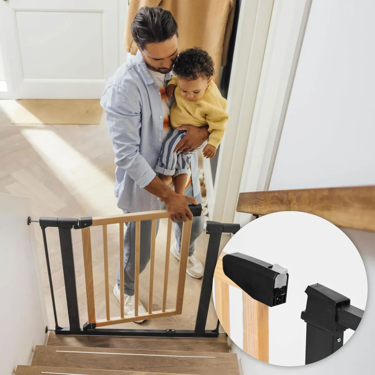 Biztonsági kapu, babarács, ECOTOYS SF-011A-BC – 4. kép A rács zárszerkezete