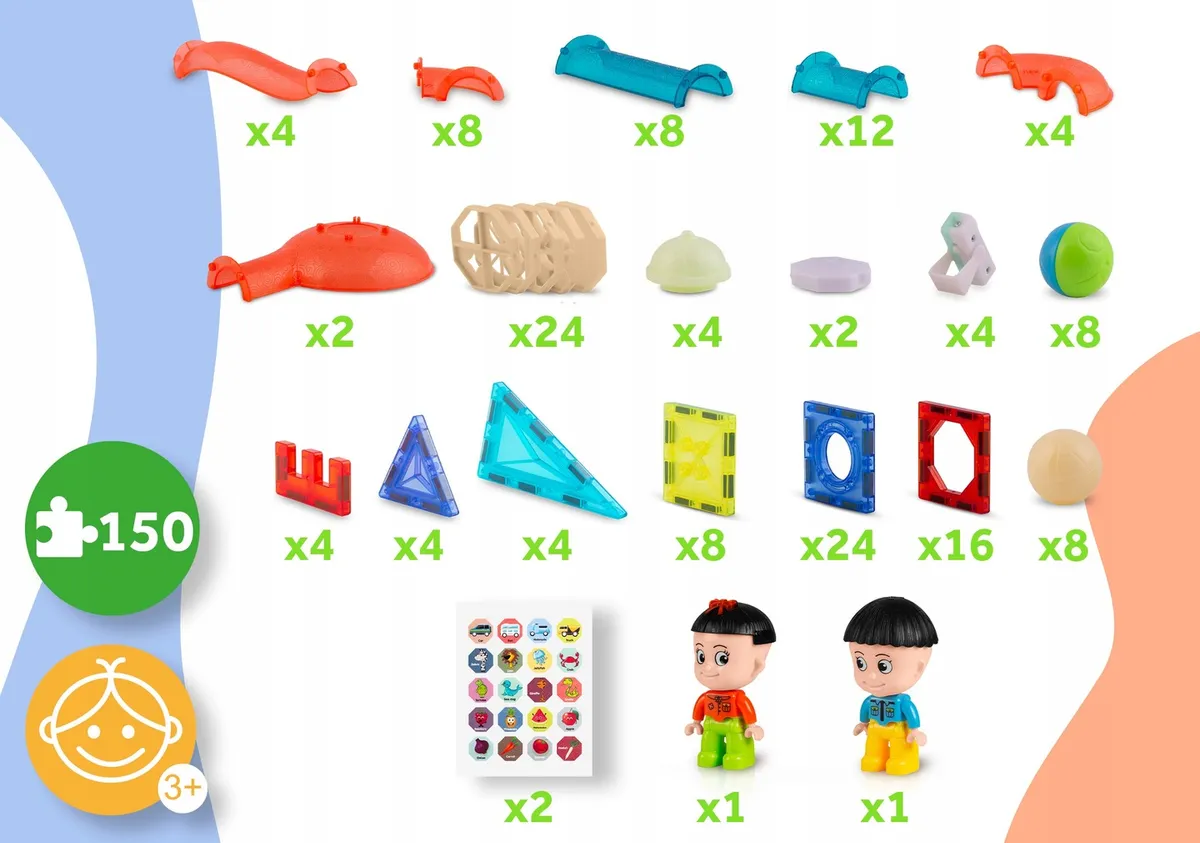 Mágneses játékkészlet, Ricokids RK-782, 150 db – 8. kép