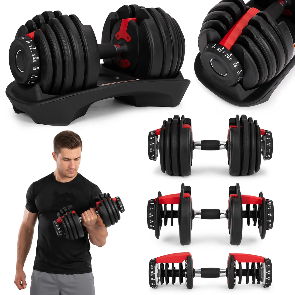 Kézisúlyzó, állítható, MOVEPRO GB-FW207-24KG – 1. kép