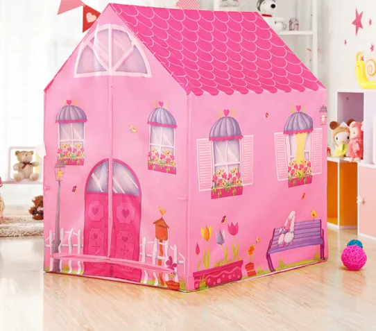 Gyereksátor, IPLAY 8726, 72 x 95 x 102 cm – 2. kép Rózsaszín gyereksátor játék közben