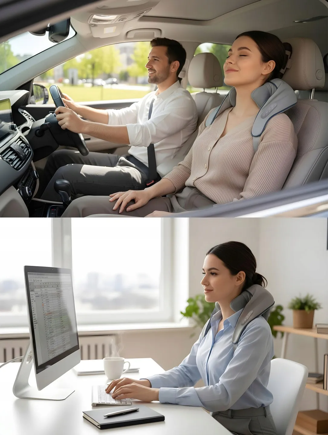 Nyak- és hátmasszírozó, Neo-Sport NS-505, világosszürke – 12. kép