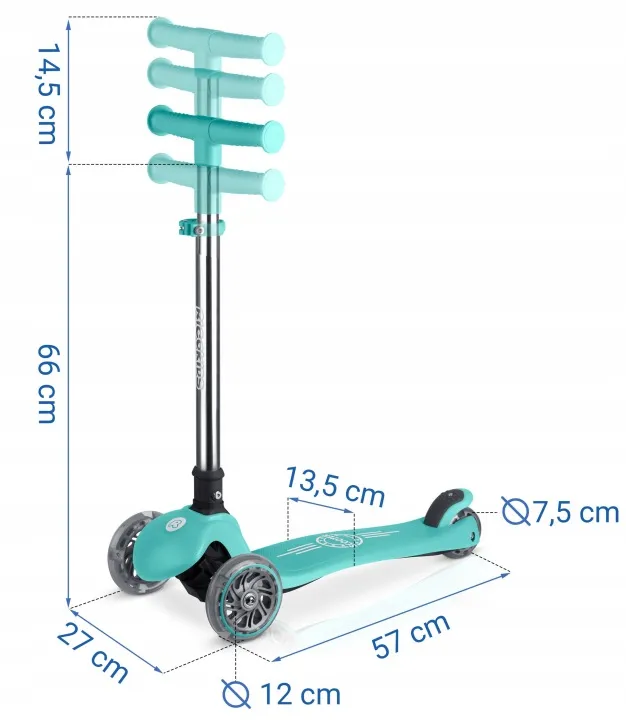 Háromkerekű roller, Ricokids Glow, türkiz – 11. kép